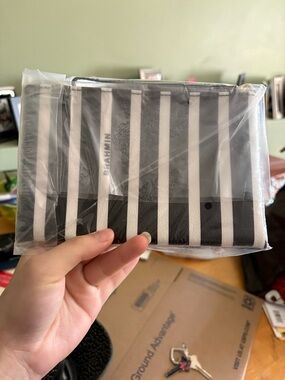 Brahmin Black & White Striped Wallet new